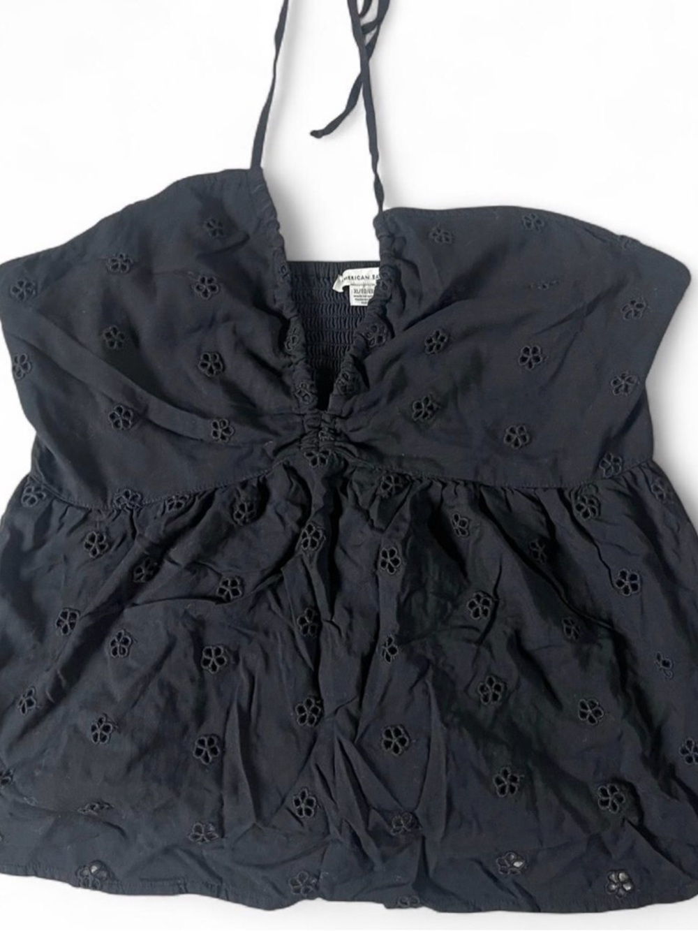 American Eagle Outfitters Black Eyelet Halter Camisole